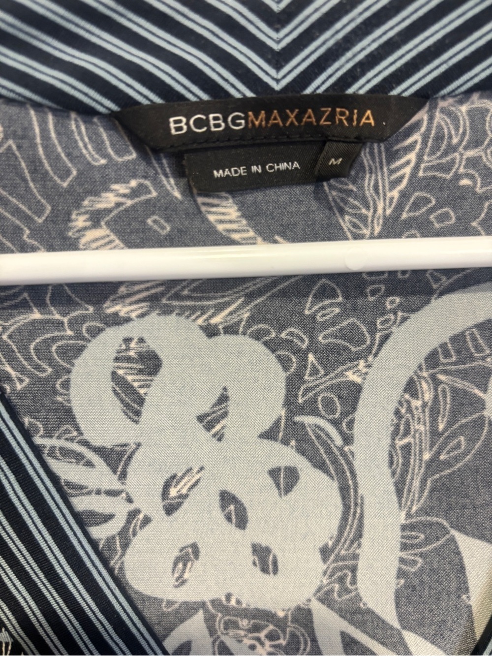 BCBGMaxAzria Black and Light Blue Printed Wrap Dress - Picture 5 of 5